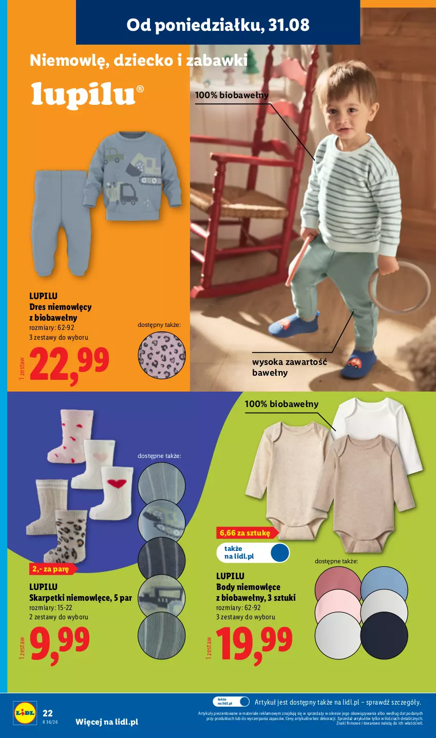 Gazetka promocyjna Lidl - Gazetka ważna od 31.08. do 05.09. - ważna 31.08 do 05.09.2026 - strona 26 - produkty: Body, Dres, Karp, Skarpetki, Sok