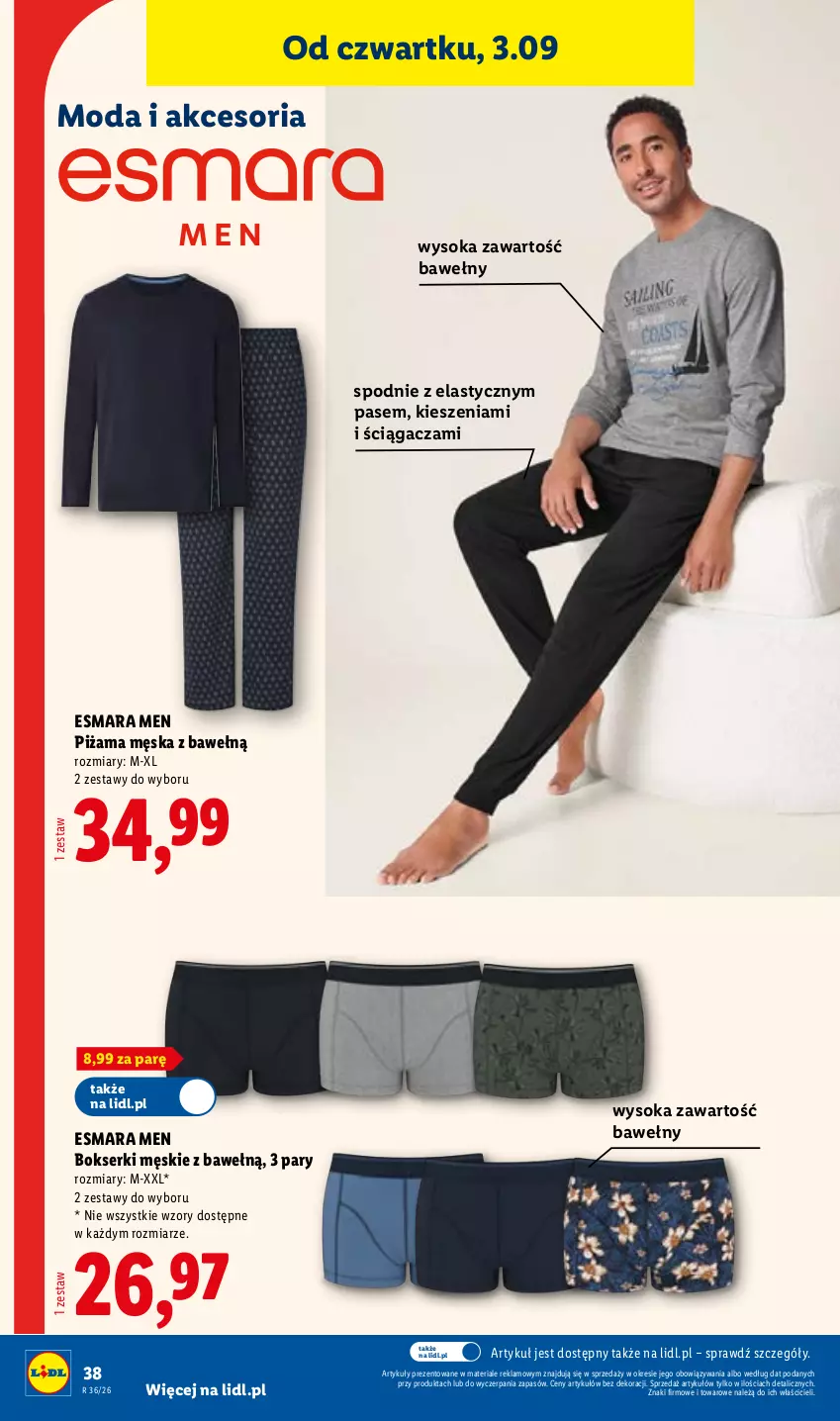 Gazetka promocyjna Lidl - Gazetka ważna od 31.08. do 05.09. - ważna 31.08 do 05.09.2026 - strona 44 - produkty: Bokserki, Moda, Piżama, Ser, Sok, Spodnie