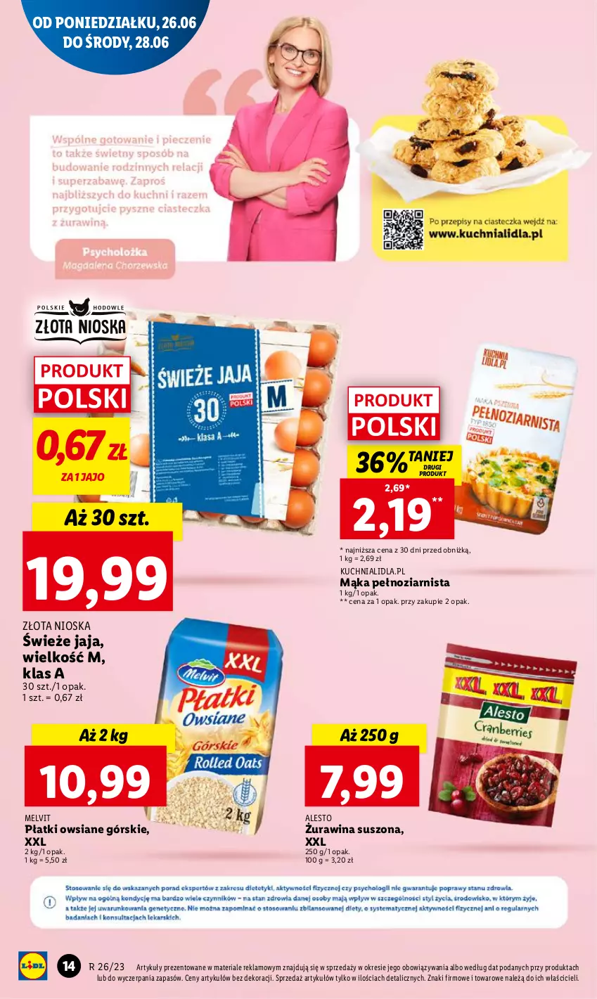 Gazetka promocyjna Lidl - GAZETKA - ważna 26.06 do 28.06.2023 - strona 14 - produkty: Jaja, Kuchnia, Mąka, Melvit, Płatki owsiane