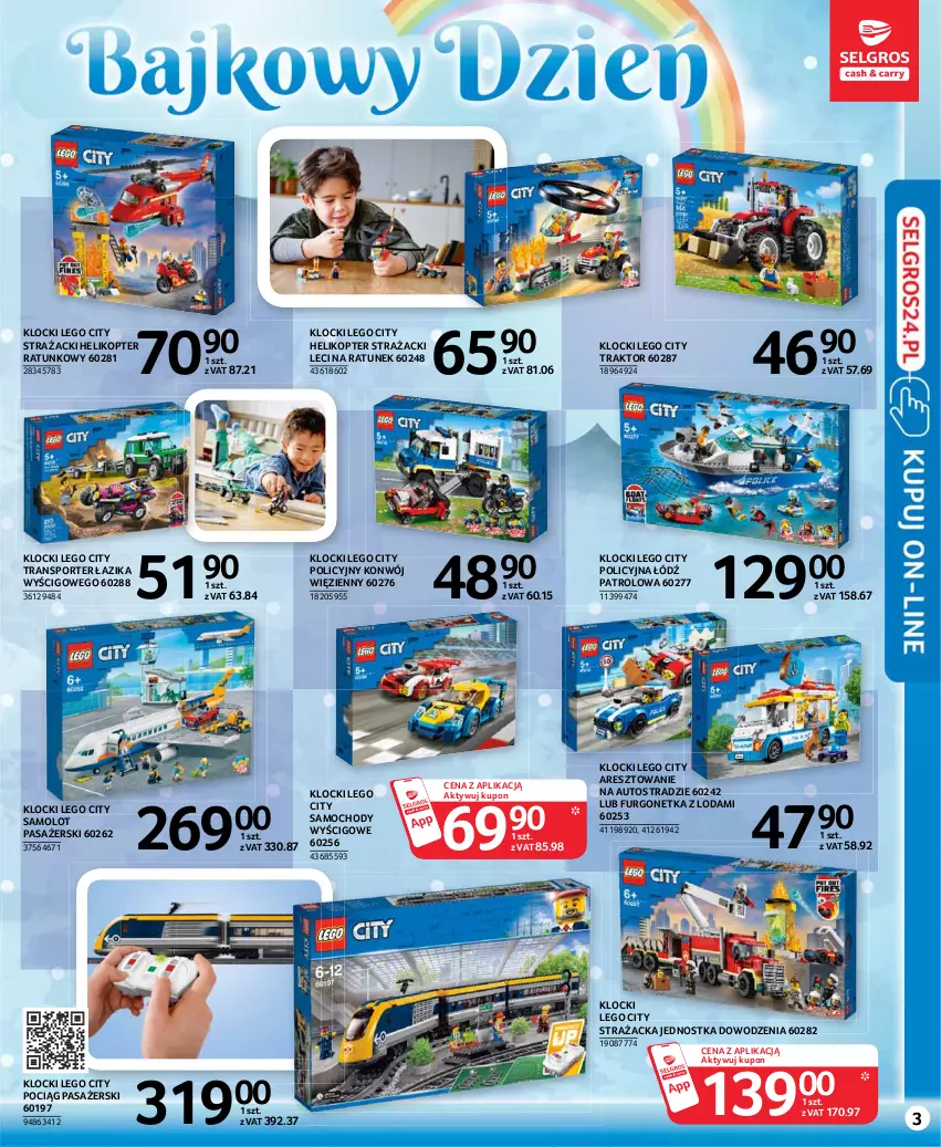 Gazetka promocyjna Selgros - Katalog Dzień Dziecka - ważna 13.05 do 26.05.2021 - strona 3 - produkty: Amol, Helikopter, Klocki, LEGO, LEGO City, Pociąg, Pociąg pasażerski, Por, Samolot, Sport, Traktor, Tran, Urgo