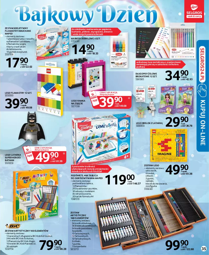 Gazetka promocyjna Selgros - Katalog Dzień Dziecka - ważna 13.05 do 26.05.2021 - strona 35 - produkty: BIC, Długopis, Fa, Flamastry, Klej, LANA, Latarka, LEGO, Marker, Olej, Papier, Ramka, Szkicownik, Tarka, Tusz, Ustnik