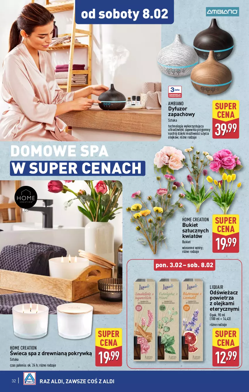 Gazetka promocyjna Aldi - Pełna oferta - ważna 03.02 do 08.02.2025 - strona 32 - produkty: Bukiet, Dyfuzor zapachowy, Odświeżacz powietrza, Olej