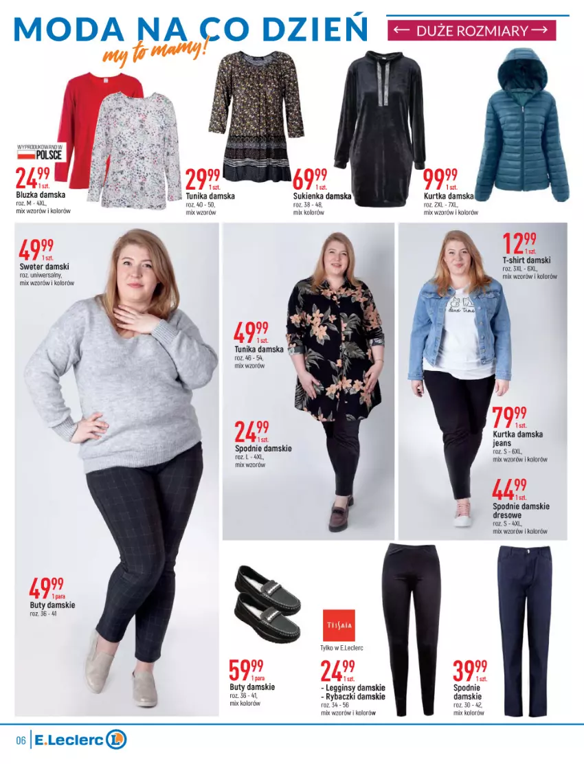 Gazetka promocyjna E Leclerc - ważna 15.02 do 26.02.2022 - strona 6 - produkty: Buty, Dres, Gin, Kurtka, Legginsy, Ryba, Spodnie, Sukienka, T-shirt, Tunika