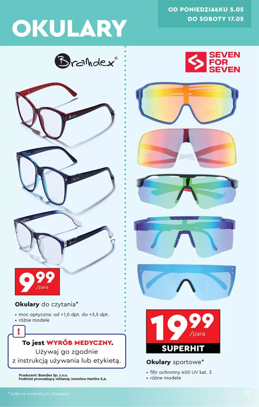 Gazetka promocyjna Biedronka - Okazje Tygodnia - ważna 05.05 do 17.05.2025 - strona 11 - produkty: Okulary do czytania, Por, Sport