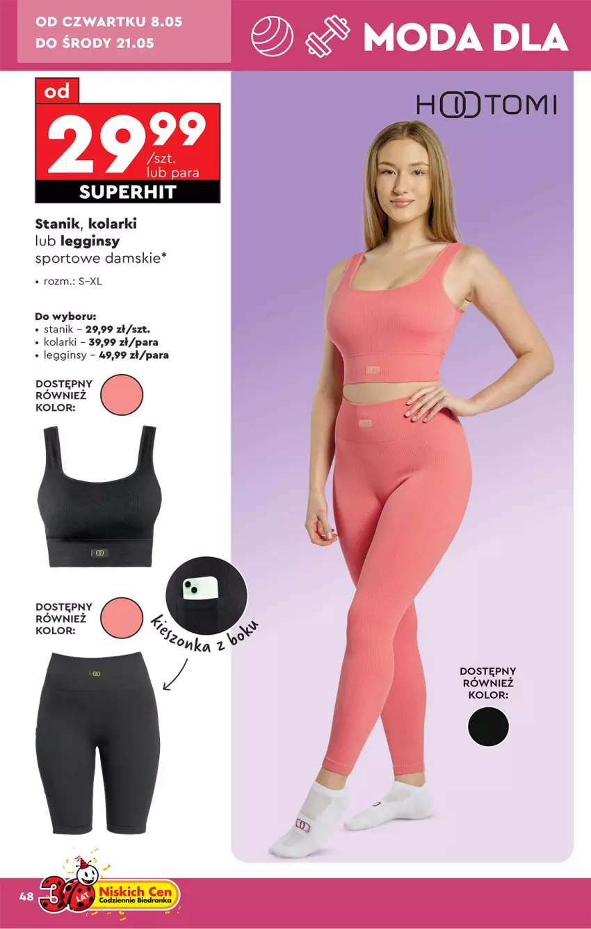 Gazetka promocyjna Biedronka - Okazje Tygodnia - ważna 05.05 do 17.05.2025 - strona 48 - produkty: Gin, Legginsy, Por, Sport, Stanik