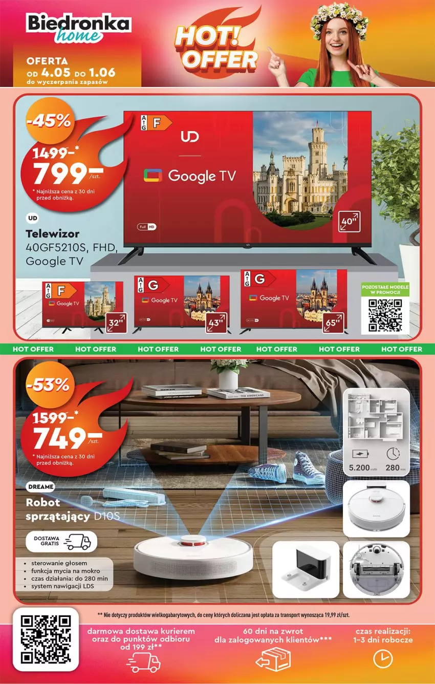 Gazetka promocyjna Biedronka - Okazje Tygodnia - ważna 05.05 do 17.05.2025 - strona 54 - produkty: Fa, Gra, Nawigacji, Por, Sport, Telewizor, Tran