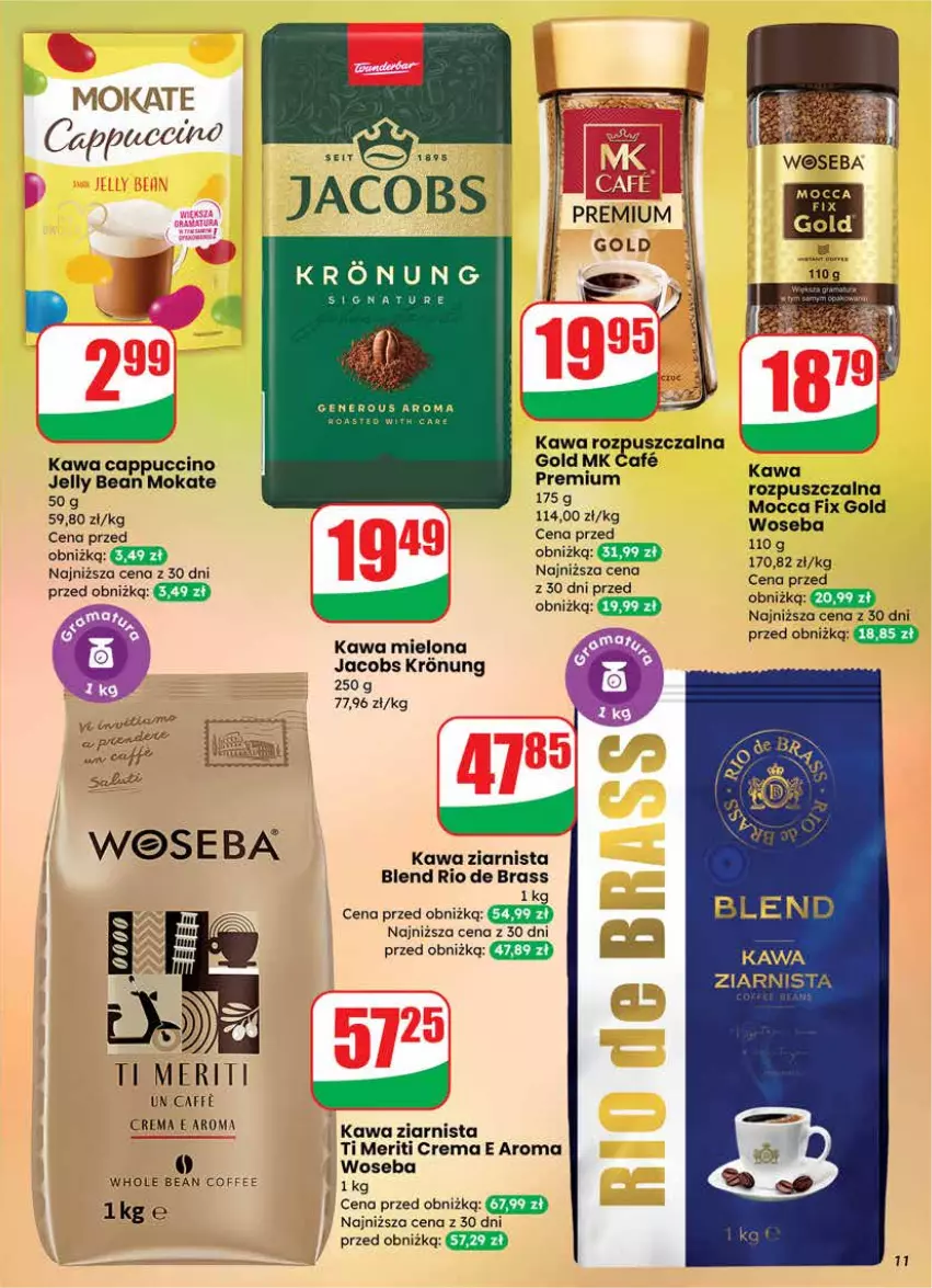 Gazetka promocyjna Dino - Gazetka 08 / 2026 - ważna 18.02 do 24.02.2026 - strona 11 - produkty: Cappuccino, Jacobs, Kawa, Kawa mielona, Kawa rozpuszczalna, Kawa ziarnista, Mocca Fix Gold, Woseba