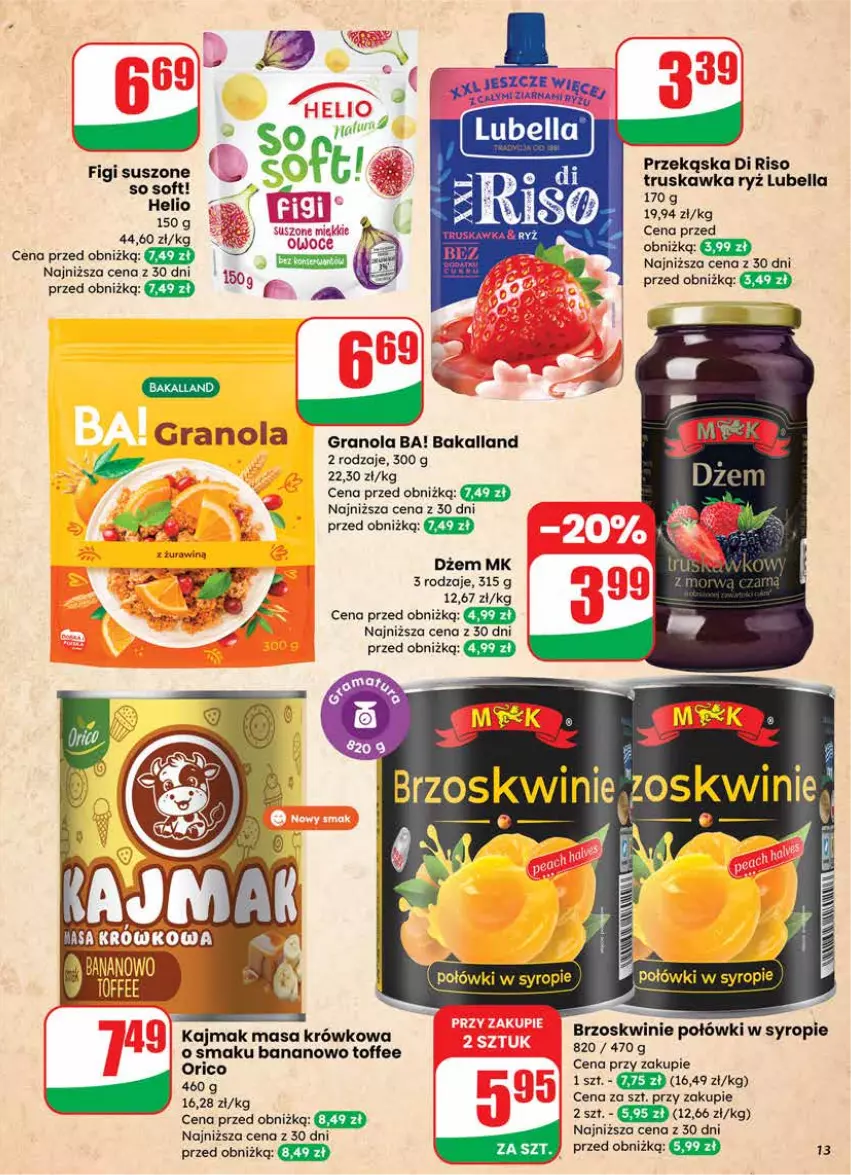 Gazetka promocyjna Dino - Gazetka 08 / 2026 - ważna 18.02 do 24.02.2026 - strona 13 - produkty: Ba!, Bakalland, Bell, Bella, Brzoskwinie, Dżem, Figi, Gra, Granola, Lubella, Masa krówkowa, Owoce, Ryż, Syrop