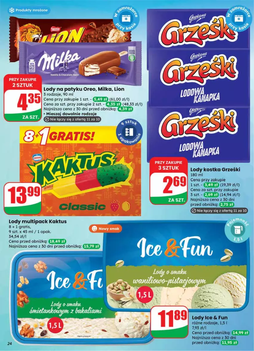 Gazetka promocyjna Dino - Gazetka 08 / 2026 - ważna 18.02 do 24.02.2026 - strona 24 - produkty: Gra, Grześki, Kaktus, Lion, Lody, Milka, Oreo