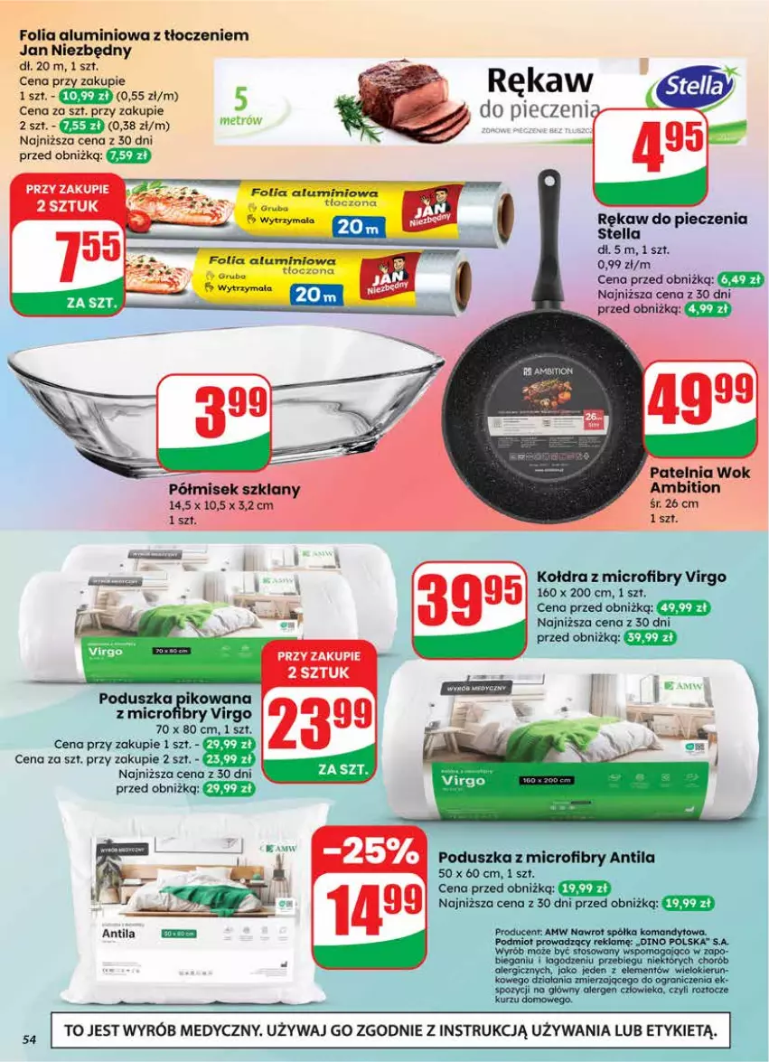 Gazetka promocyjna Dino - Gazetka 08 / 2026 - ważna 18.02 do 24.02.2026 - strona 54 - produkty: Ambition, Folia aluminiowa, Jan Niezbędny, Kołdra, Patelnia, Piec, Poduszka, Rękaw do pieczenia
