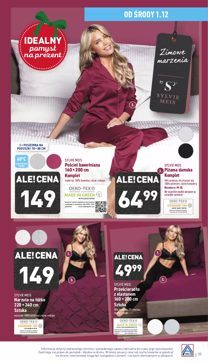 Gazetka promocyjna Aldi - ważna 29.11 do 04.12.2021 - strona 33 - produkty: Narzuta, Piżama, Pościel, Poszewka, Prześcieradło, Wełna