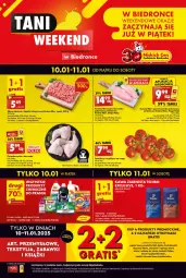 Gazetka promocyjna Biedronka - Tani Weekend - Gazetka - ważna od 11.01 do 11.01.2025 - strona 1 - produkty: Kurczak, Tchibo, Mięso mielone, Mięso mielone z łopatki wieprzowej, Top, Ser, Por, Gin, Gra, Papier, Filet z piersi kurczaka, Philips, Kawa ziarnista, Persil, Kawa, Karp, Rajstopy, Pojemnik, Skarpetki, LEGO, Znicz, Gatta, Klocki, Pluszak, Pomidory, Mięso