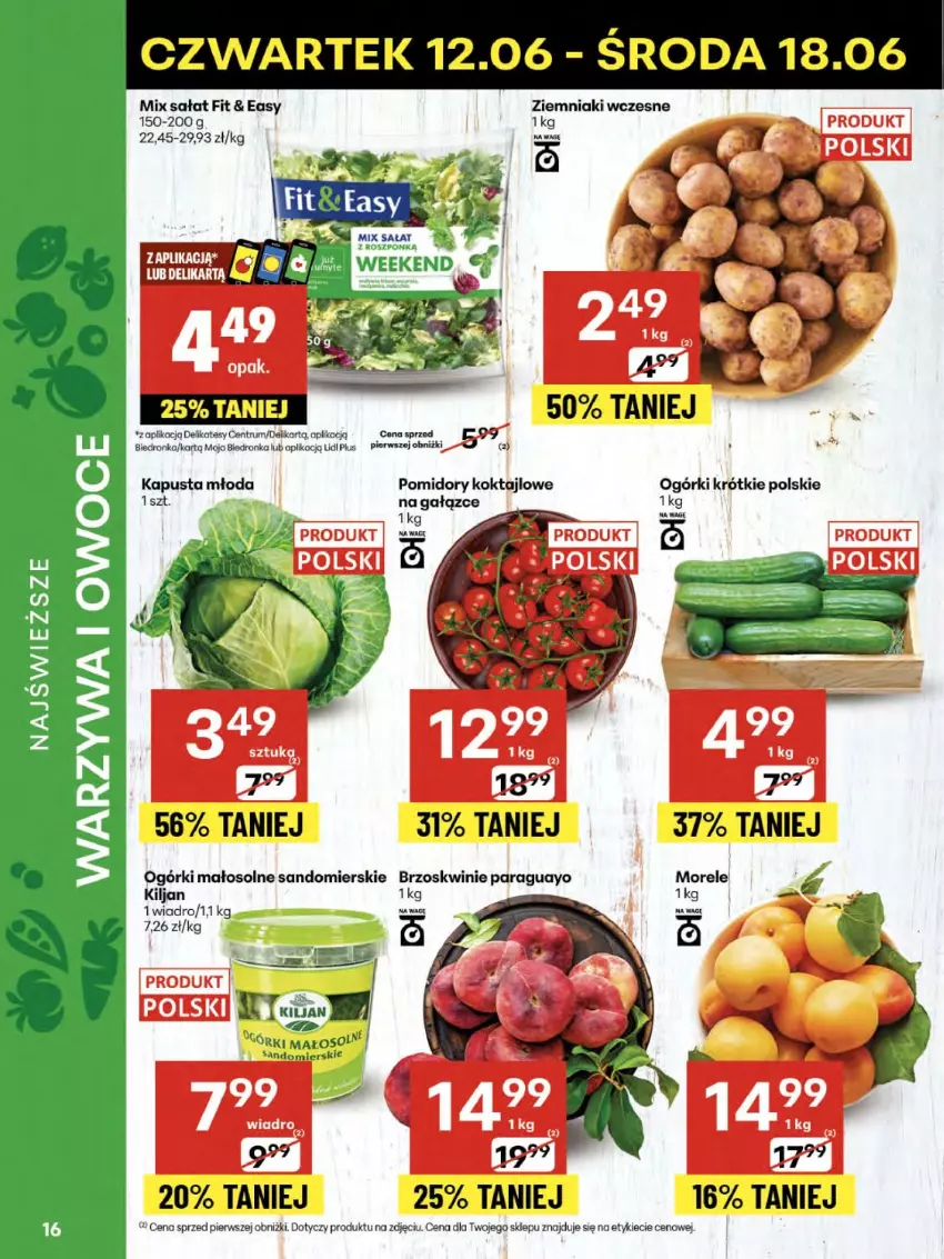 Gazetka promocyjna Delikatesy Centrum - Franczyza DC24 Czwartek - ważna 12.06 do 18.06.2025 - strona 16 - produkty: Brzoskwinie, Pomidory, Rum, Sałat, Wiadro, Ziemniaki