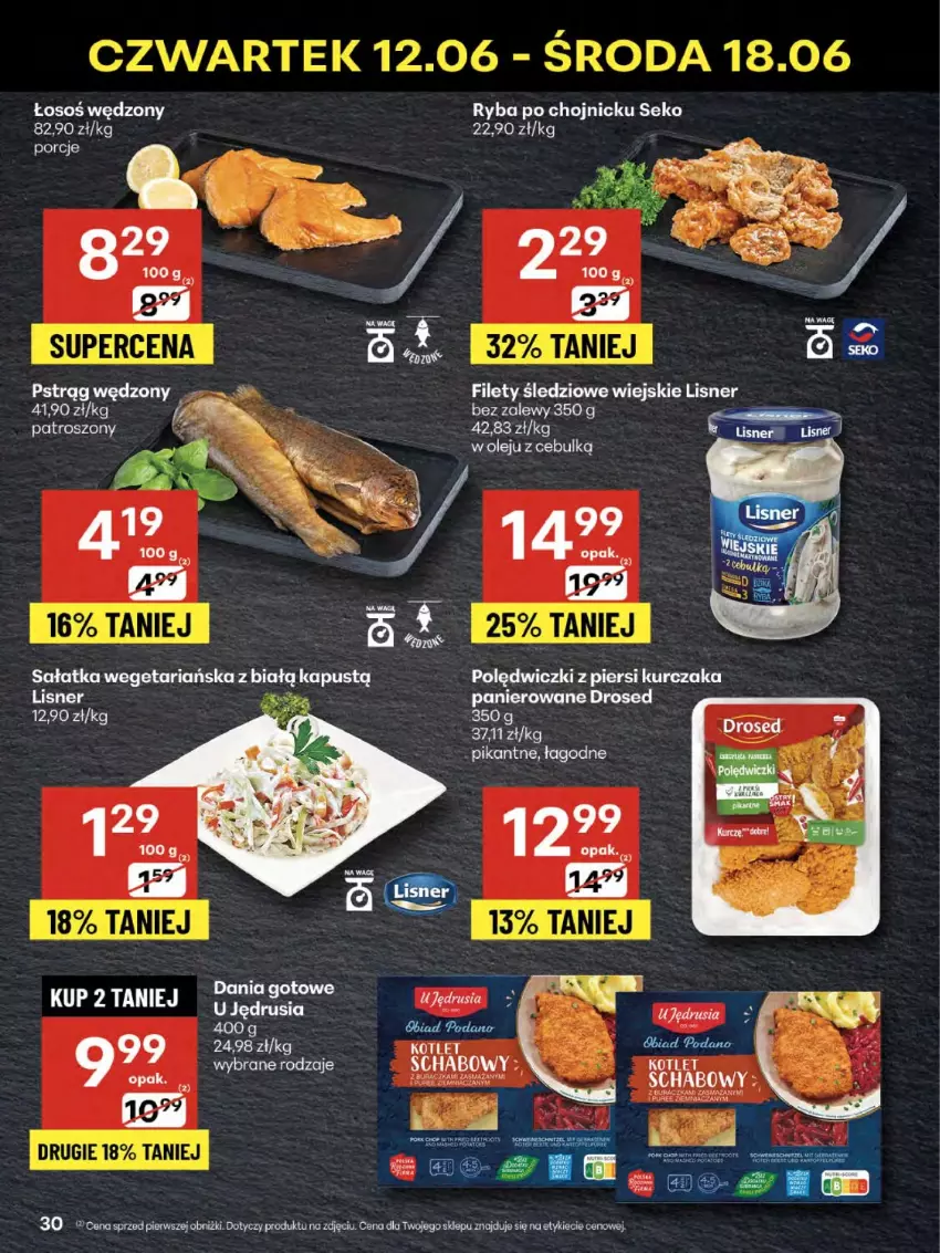 Gazetka promocyjna Delikatesy Centrum - Franczyza DC24 Czwartek - ważna 12.06 do 18.06.2025 - strona 30 - produkty: Kapustą, Kurczak, Lisner, Olej, Por, Pur, Ryba, Sałat, Sałatka, SEKO