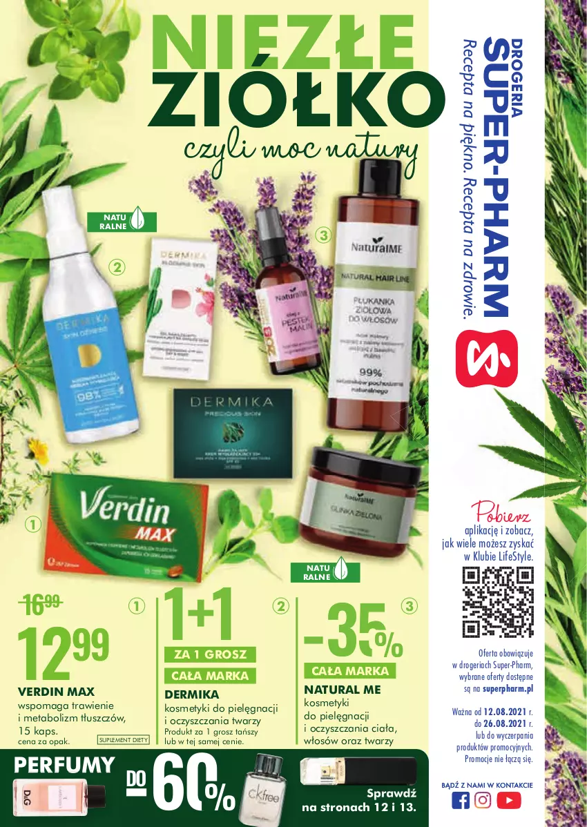 Gazetka promocyjna Super Pharm - Gazetka - ważna 12.08 do 26.08.2021 - strona 1 - produkty: Dermika, Kosmetyki do pielęgnacji, Perfum, Suplement diety