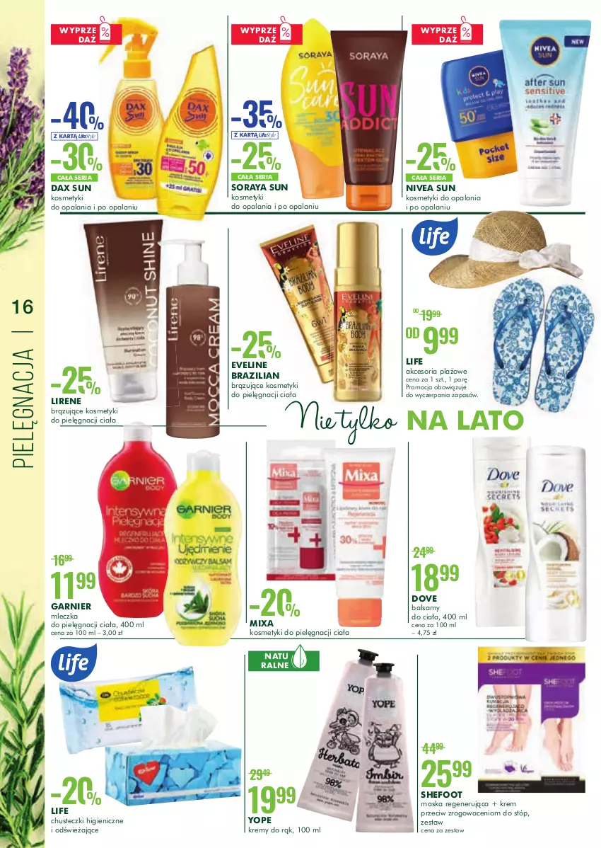 Gazetka promocyjna Super Pharm - Gazetka - ważna 12.08 do 26.08.2021 - strona 16 - produkty: Chusteczki, DAX, Dove, Eveline, Garnier, Kosmetyki do pielęgnacji, Lirene, Maska, Mixa, Nivea, Ser, Yope