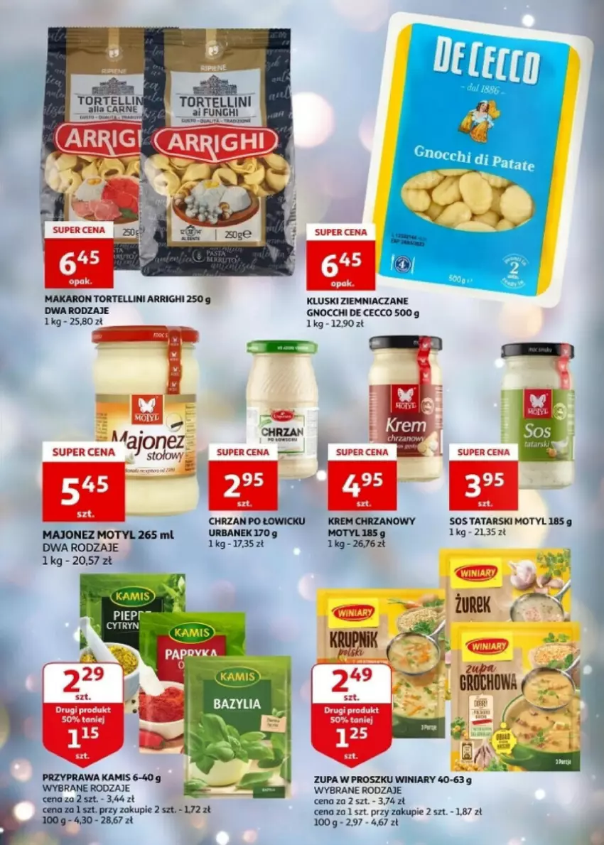 Gazetka promocyjna Auchan - ważna 20.12 do 23.12.2023 - strona 4 - produkty: Chrzan, Fa, Gnocchi, Gra, Kamis, Majonez, Makaron, Winiary, Zupa