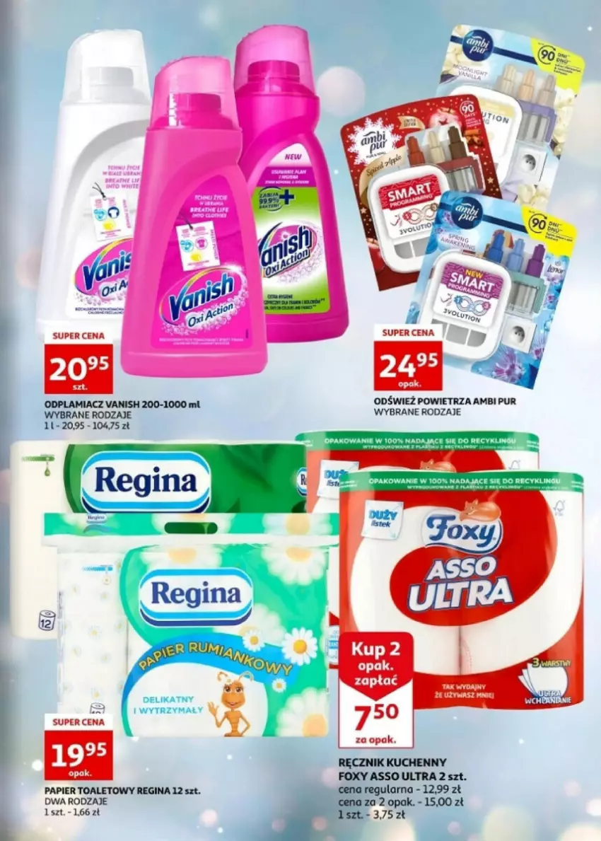 Gazetka promocyjna Auchan - ważna 20.12 do 23.12.2023 - strona 7 - produkty: Ambi Pur, Foxy, Gin, Odplamiacz, Papier, Papier toaletowy, Pur, Ręcznik, Ręcznik kuchenny, Vanish