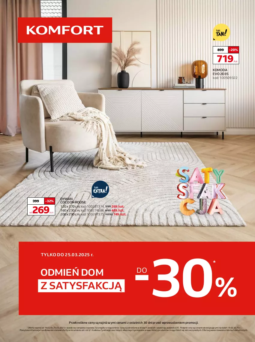 Gazetka promocyjna Komfort - ważna 19.02 do 25.03.2025 - strona 1 - produkty: Dywan, Fa, Komoda, Moda