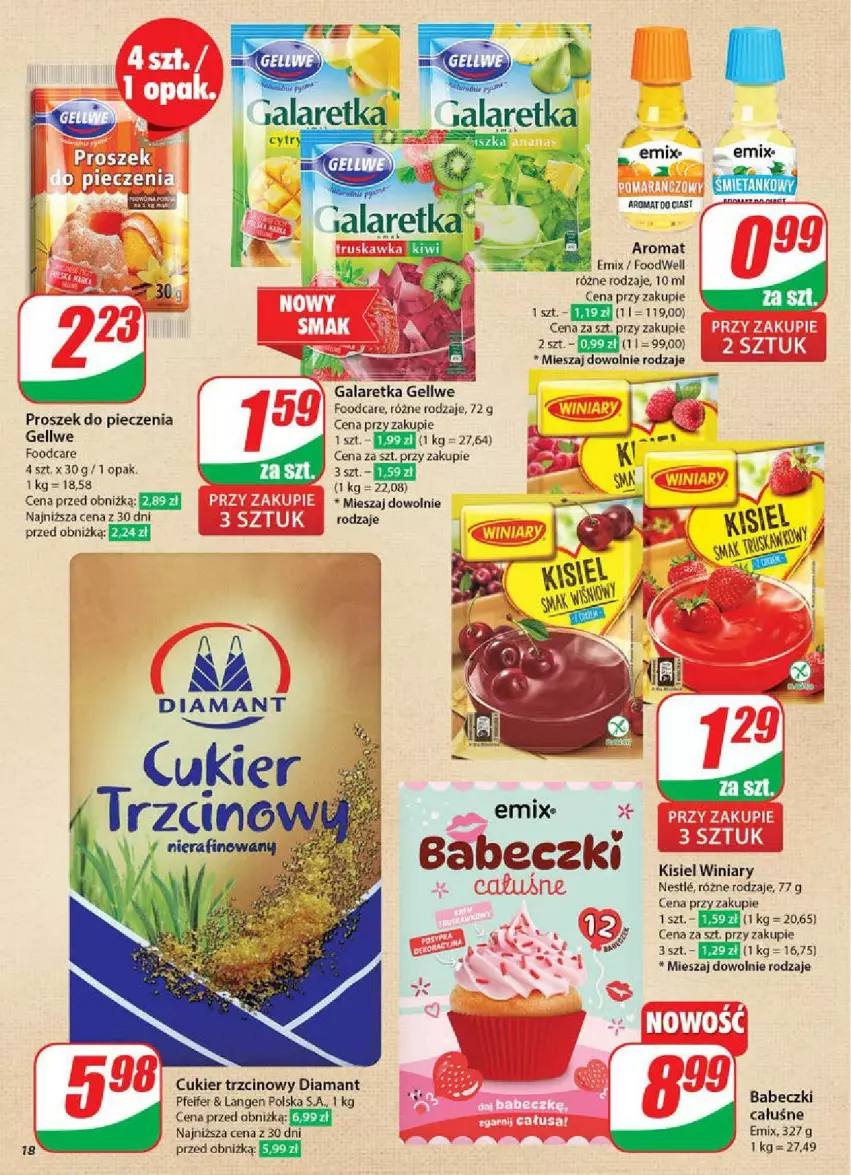 Gazetka promocyjna Dino - ważna 12.02 do 18.02.2025 - strona 10 - produkty: Babeczki, Cukier, Cukier trzcinowy, Diamant, Gala, Galaretka, Kisiel, Piec, Proszek do pieczenia, Winiary