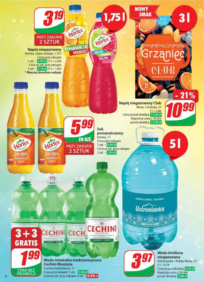 Gazetka promocyjna Dino - ważna 12.02 do 18.02.2025 - strona 12 - produkty: Hortex, LANA, Mus, Napój, Napój niegazowany, Sok, Sok pomarańczowy, Szyna, Woda, Woda mineralna