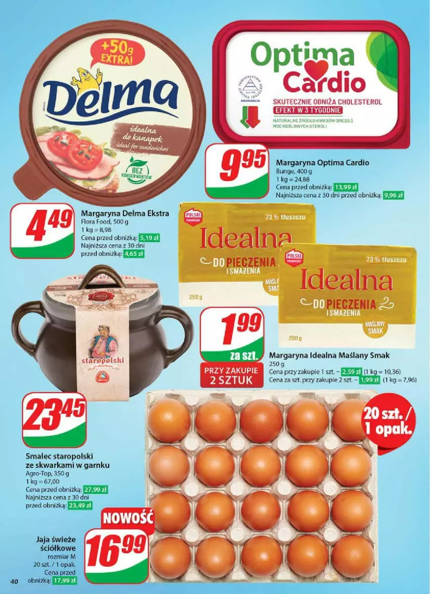 Gazetka promocyjna Dino - ważna 12.02 do 18.02.2025 - strona 35 - produkty: Delma, Flora, Jaja, Margaryna, Optima, Optima Cardio, Smalec, Top, Warka