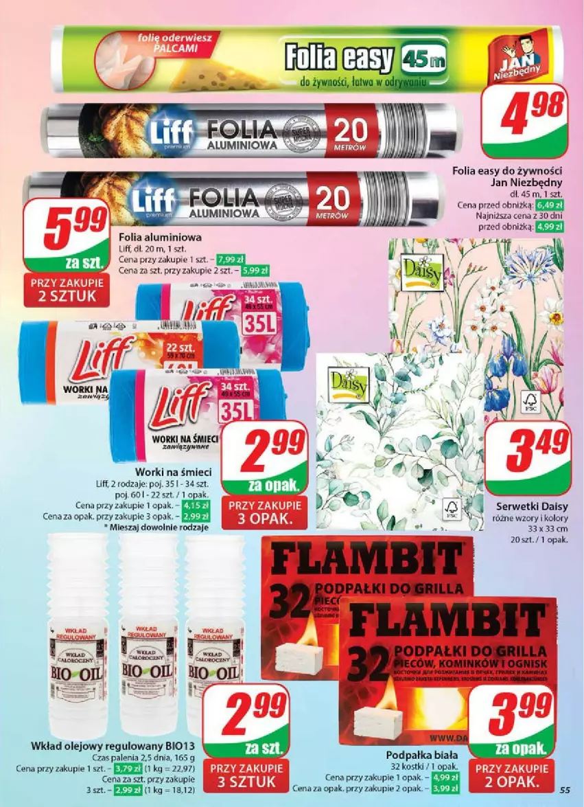 Gazetka promocyjna Dino - ważna 12.02 do 18.02.2025 - strona 51 - produkty: Folia aluminiowa, Jan Niezbędny, LG, Olej, Ser, Serwetki, Wkład olejowy, Worki na śmiec, Worki na śmieci