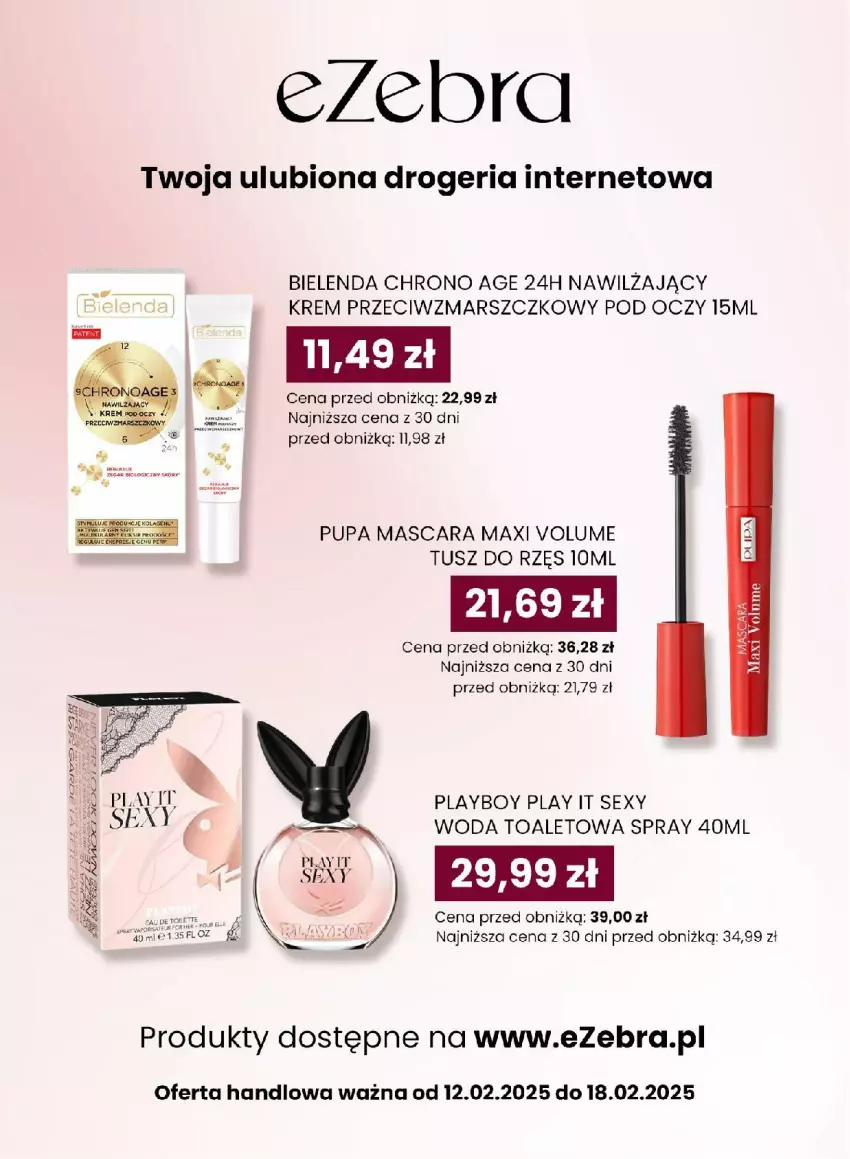 Gazetka promocyjna Dino - ważna 12.02 do 18.02.2025 - strona 59 - produkty: Bielenda, Krem przeciwzmarszczkowy, Mars, Por, Pupa, Tusz, Woda, Woda toaletowa