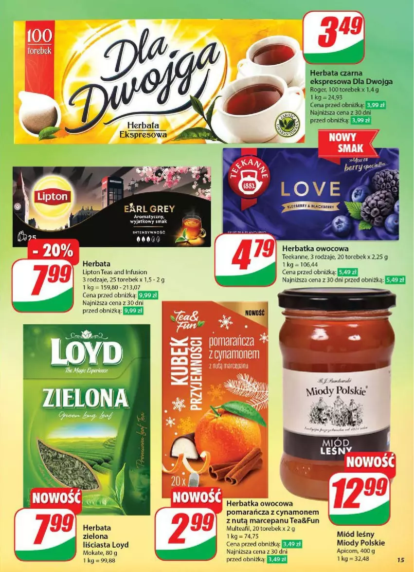 Gazetka promocyjna Dino - ważna 12.02 do 18.02.2025 - strona 7 - produkty: Fa, Fusion, Herbata, Herbata czarna, Lipton, Loyd, Miód, Miód leśny, Stek, Teekanne