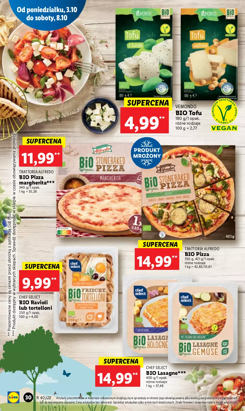 Gazetka promocyjna Lidl - GAZETKA - ważna 03.10 do 05.10.2022 - strona 34 - produkty: Lasagne, Pizza, Pizza margherita, Tofu, Tortelloni