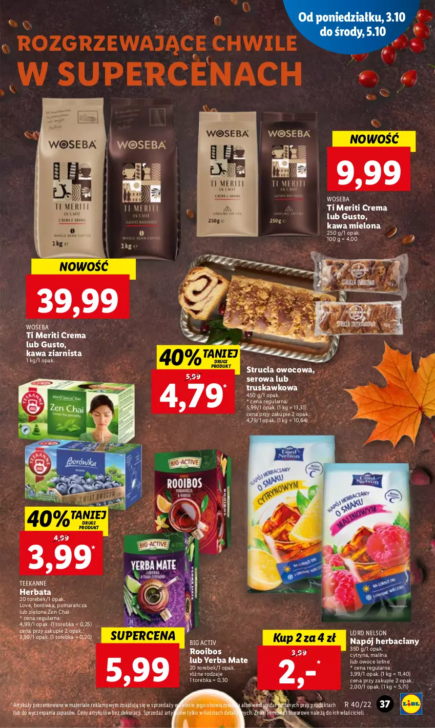 Gazetka promocyjna Lidl - GAZETKA - ważna 03.10 do 05.10.2022 - strona 41 - produkty: Borówka, Herbata, Kawa, Kawa mielona, Kawa ziarnista, Napój, Owoce, Ser, Strucla, Teekanne, Torebka, Woseba