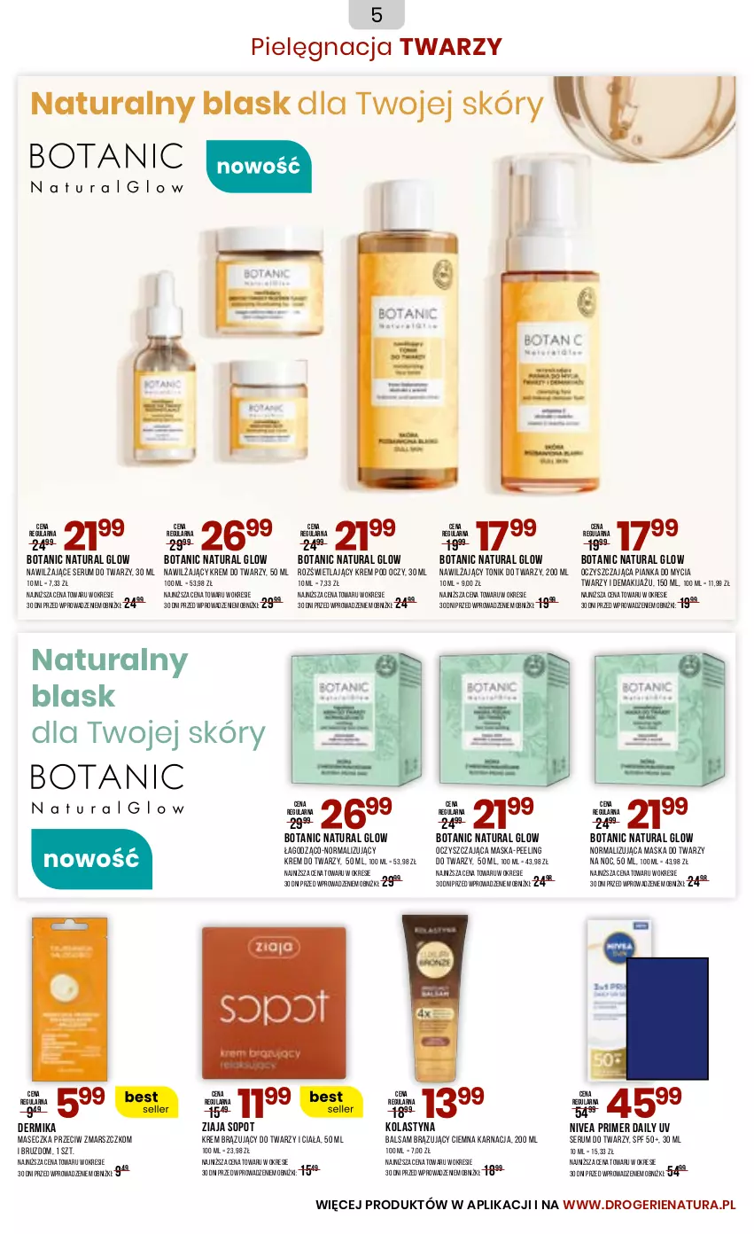 Gazetka promocyjna Drogerie Natura - Gazetka Drogerie Natura - ważna 23.04 do 05.05.2025 - strona 5 - produkty: Dermika, Krem do twarzy, Krem pod oczy, Makijaż, Mars, Maska, Maska do twarzy, Nivea, Peeling, Pianka do mycia twarzy, Rum, Ser, Serum, Serum do twarzy, Tonik, Tonik do twarzy, Ziaja