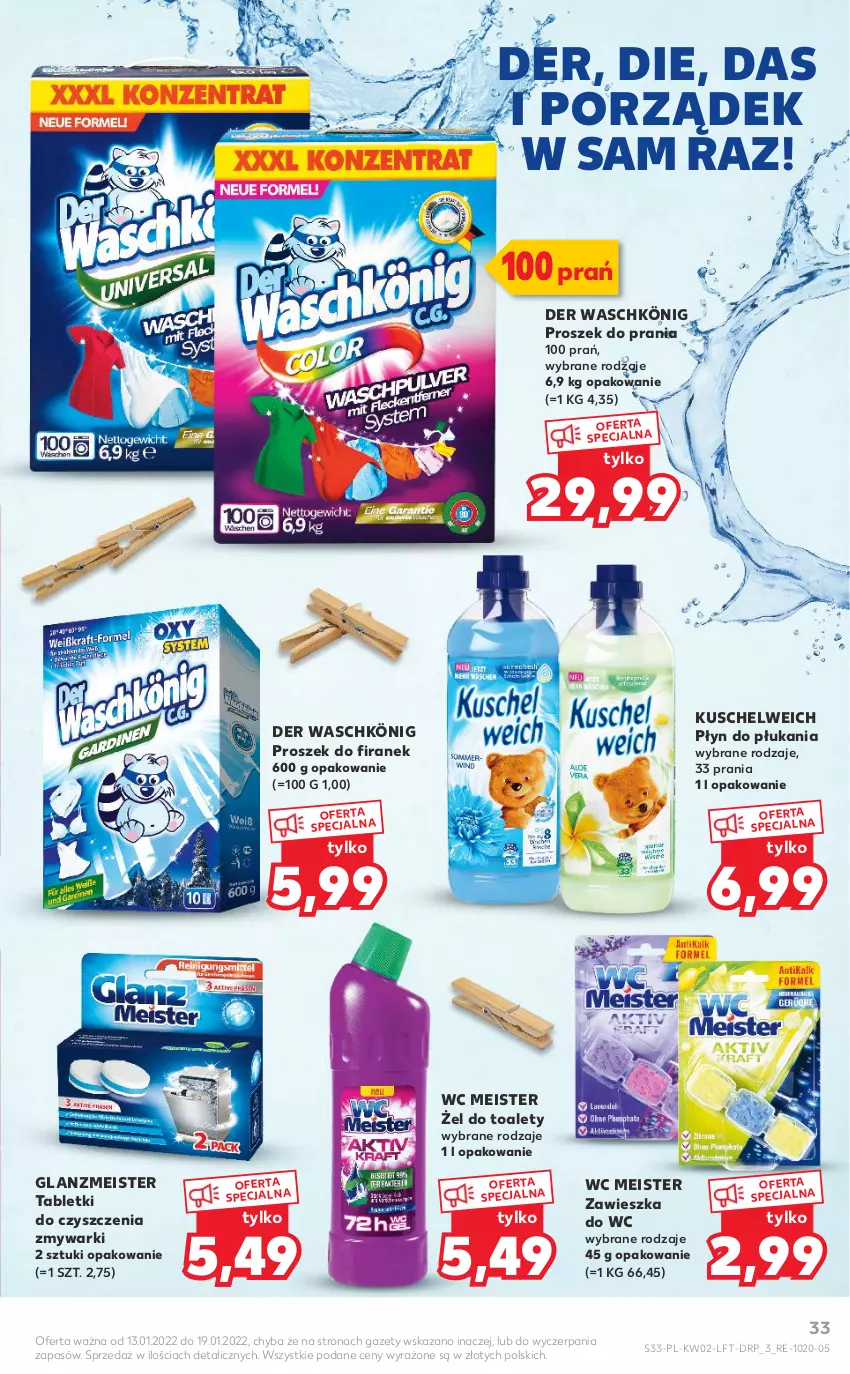 Gazetka promocyjna Kaufland - OFERTA TYGODNIA - ważna 13.01 do 19.01.2022 - strona 33 - produkty: König, Płyn do płukania, Por, Proszek do prania, Tablet, Zawieszka do wc, Zmywarki