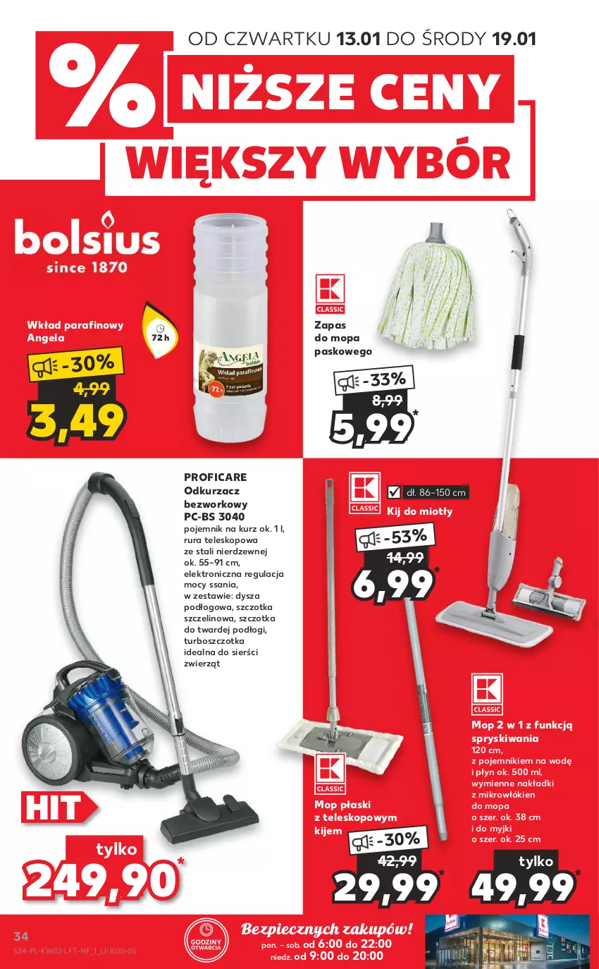 Gazetka promocyjna Kaufland - OFERTA TYGODNIA - ważna 13.01 do 19.01.2022 - strona 34 - produkty: Kije, Mop, Odkurzacz, Piec, Pojemnik, Rura, Szczotka, Teleskop