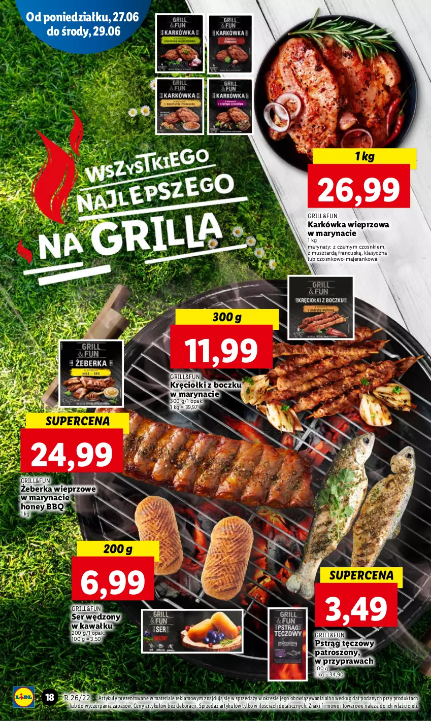 Gazetka promocyjna Lidl - GAZETKA - ważna 27.06 do 29.06.2022 - strona 18 - produkty: Grill, Karkówka wieprzowa, Kawa, Mus, Pstrąg, Pstrąg tęczowy, Ser