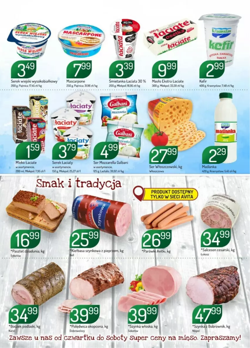 Gazetka promocyjna Arhelan - ważna 11.10 do 17.10.2023 - strona 2 - produkty: Kosz, Mascarpone, Masło, Mięso, Mleko, Parówki, Piątnica, Podlaski, Polędwica, Ser, Serek, Serek wiejski, Sok, Sokołów, Szynka