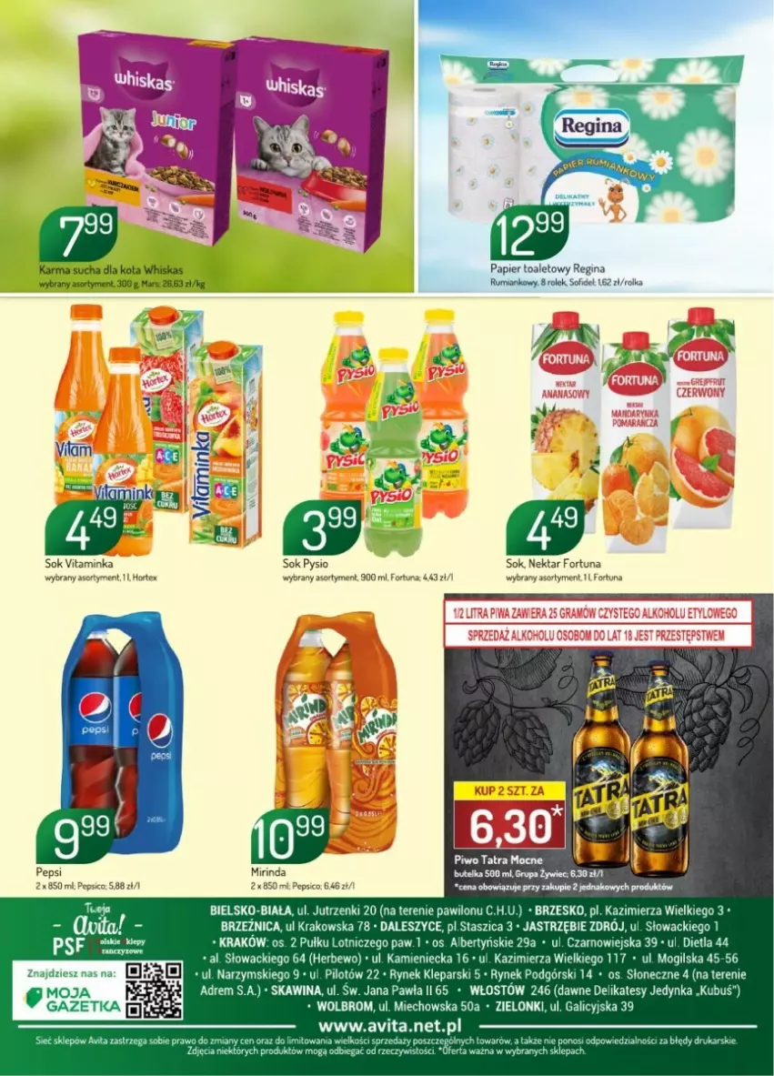 Gazetka promocyjna Arhelan - ważna 11.10 do 17.10.2023 - strona 4 - produkty: Fortuna, Gin, Hortex, Inka, Kubuś, Mars, Mirinda, Nektar, Papier, Papier toaletowy, Pepsi, Piwo, Rum, Sok, Tatra