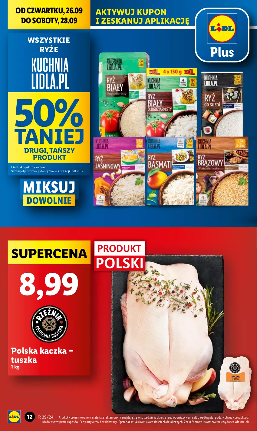 Gazetka promocyjna Lidl - GAZETKA - ważna 26.09 do 28.09.2024 - strona 14 - produkty: Kaczka, Ryż, Tusz