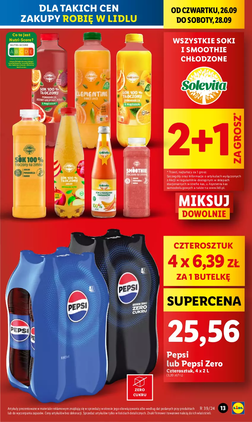 Gazetka promocyjna Lidl - GAZETKA - ważna 26.09 do 28.09.2024 - strona 15 - produkty: Pepsi, Smoothie, Sok, Wazon