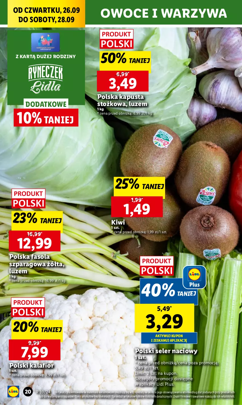 Gazetka promocyjna Lidl - GAZETKA - ważna 26.09 do 28.09.2024 - strona 24 - produkty: Chleb, Fa, Fasola, Fasola szparagowa, Kalafior, Kiwi, Owoce, Seler naciowy, Ser, Warzywa