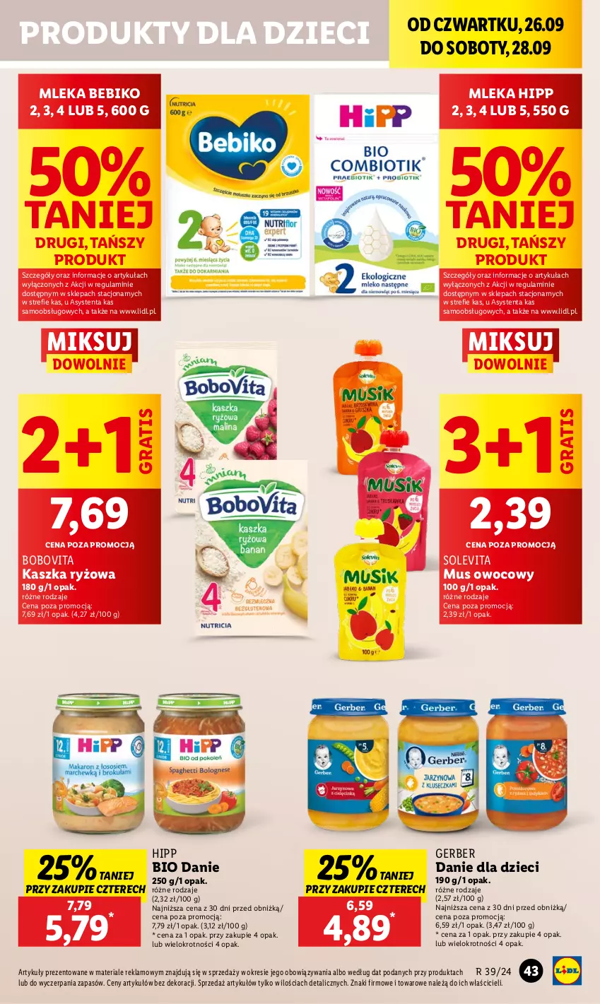 Gazetka promocyjna Lidl - GAZETKA - ważna 26.09 do 28.09.2024 - strona 49 - produkty: Bebiko, BoboVita, Danie dla dzieci, Dzieci, Gerber, Gra, HiPP, Mus, Ryż