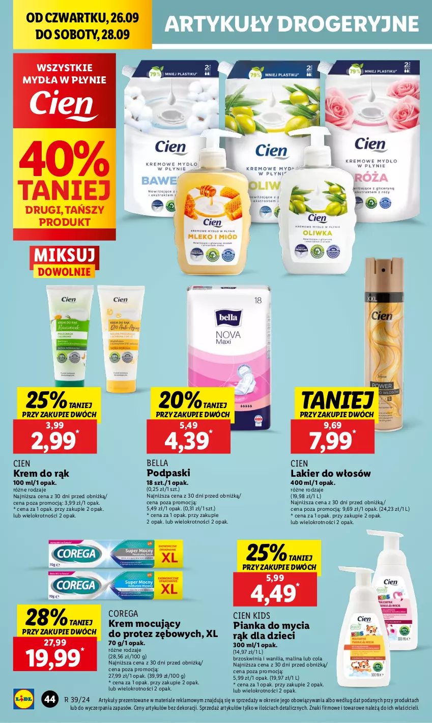 Gazetka promocyjna Lidl - GAZETKA - ważna 26.09 do 28.09.2024 - strona 50 - produkty: Bell, Bella, Corega, Dzieci, Krem do rąk, Lakier, Lakier do włosów, Podpaski