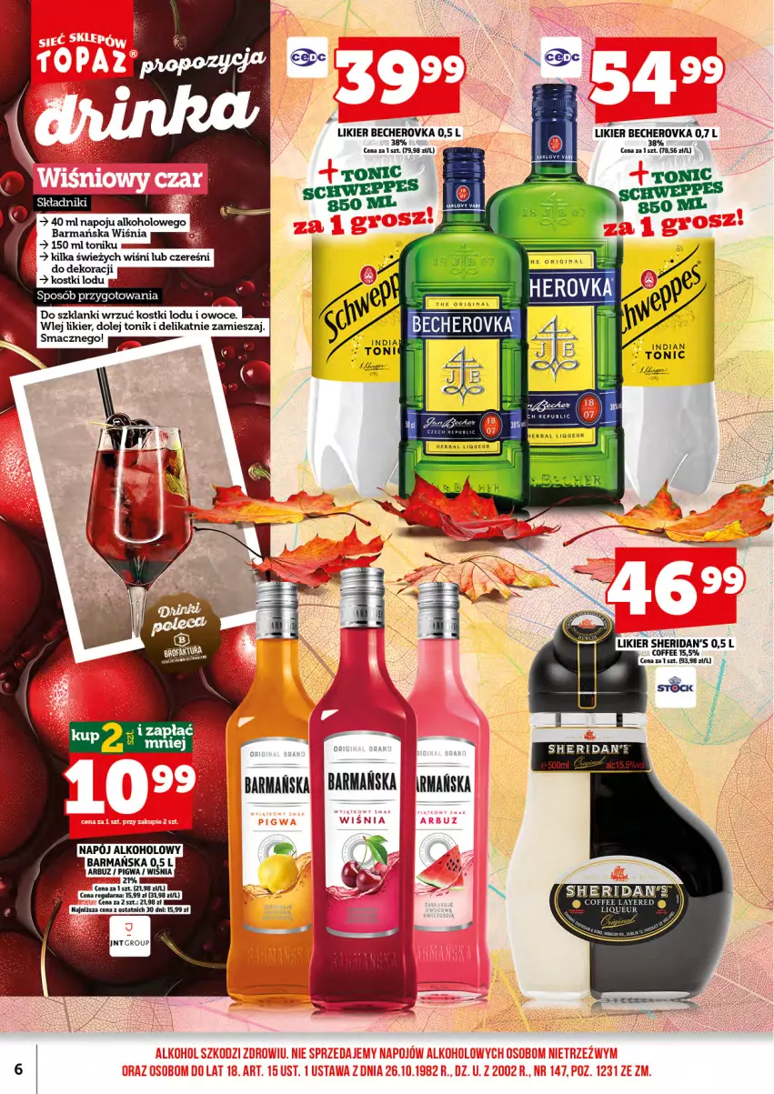 Gazetka promocyjna Topaz - Gazetka - ważna 16.10 do 31.10.2026 - strona 8 - produkty: Arbuz, Lanki, Likier, Olej, Owoce, Tonik