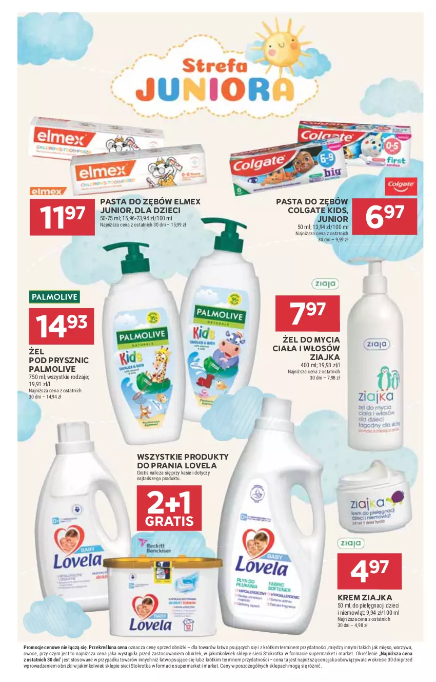 Gazetka promocyjna Stokrotka - Supermarket - ważna 10.07 do 16.07.2025 - strona 17 - produkty: Colgate, Dzieci, Elmex, Gra, LG, Lovela, Mięso, Owoce, Palmolive, Pasta do zębów, Warzywa, Ziajka