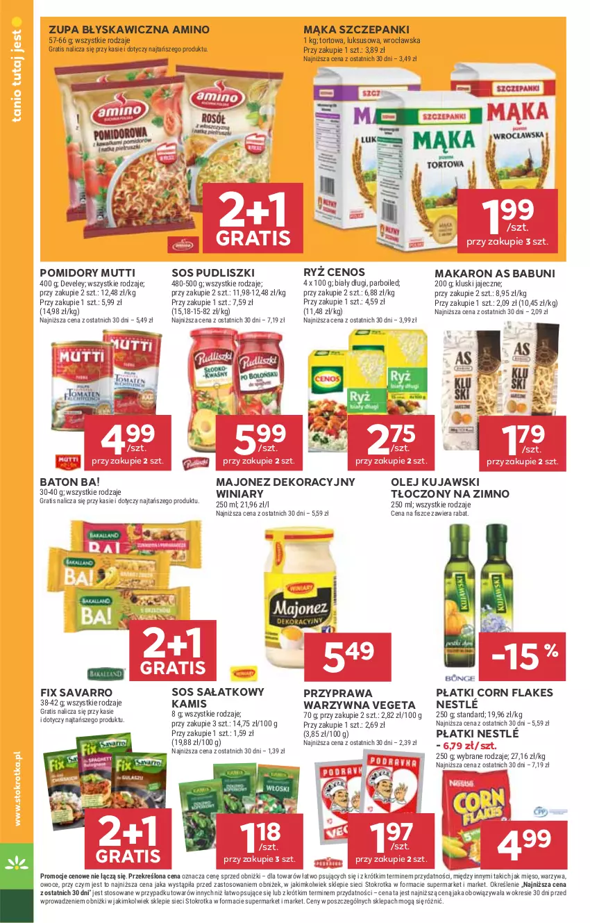 Gazetka promocyjna Stokrotka - Supermarket - ważna 10.07 do 16.07.2025 - strona 29 - produkty: Ba!, Babuni, Baton, Cenos, Corn flakes, Gra, Kamis, Kujawski, Majonez, Mąka, Makaron, Mięso, Nestlé, Olej, Owoce, Pomidory, Pudliszki, Ryż, Sałat, Savarro, Sos, Vegeta, Warzywa, Winiary, Zupa