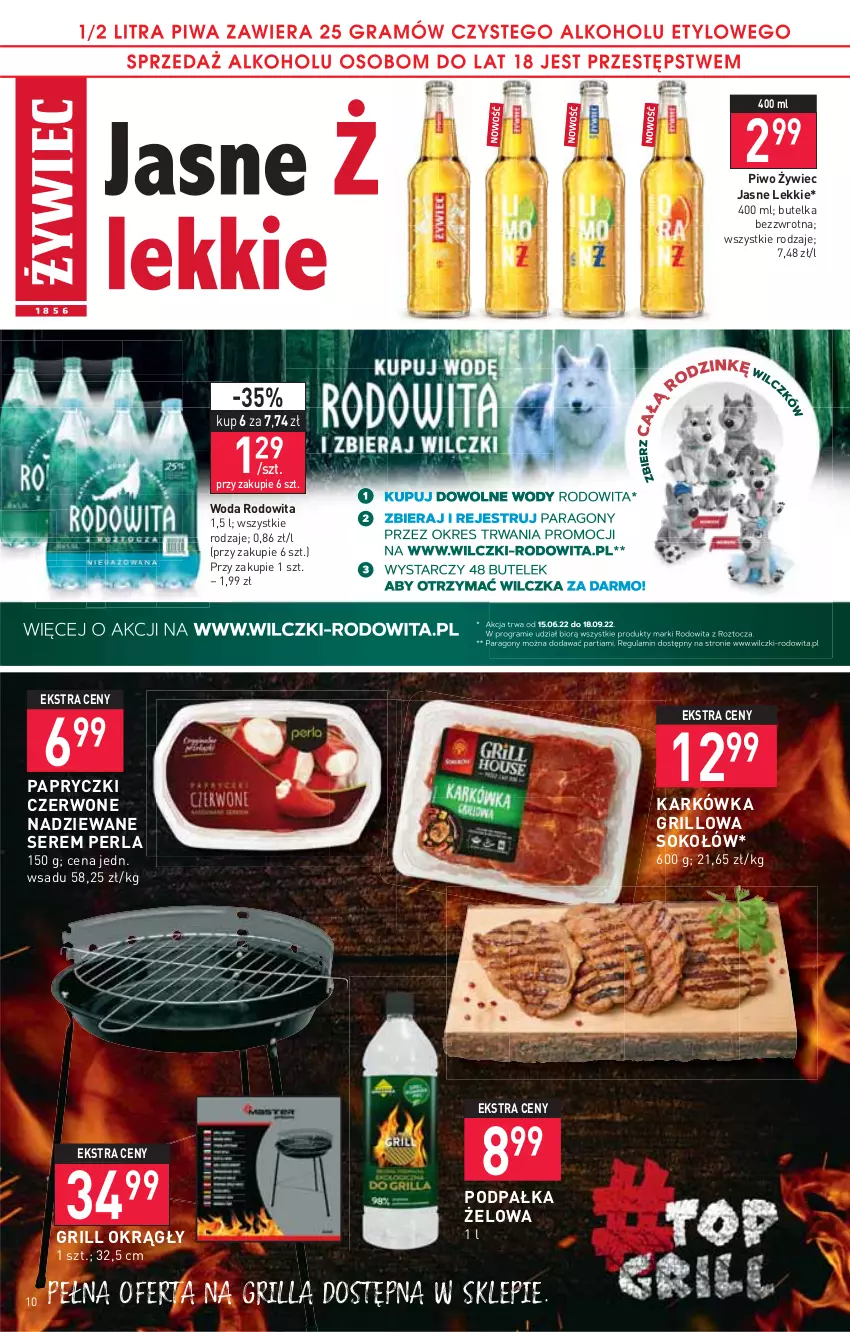 Gazetka promocyjna Stokrotka - Market - ważna 18.08 do 24.08.2022 - strona 10 - produkty: Grill, Piwo, Ser, Sok, Sokołów, Woda