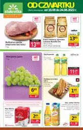 Gazetka promocyjna Stokrotka - Market - Gazetka - ważna od 24.08 do 24.08.2022 - strona 1 - produkty: Piwa, Piwo, Kujawski, Sok, Gra, Szynka wieprzowa, Ananas, Kawa mielona, Kawa, Warka, Szynka, Winogrona, Torba, Lavazza, Wino, Olej, Kiełbasa, Nektar, Grejpfrut, Hortex