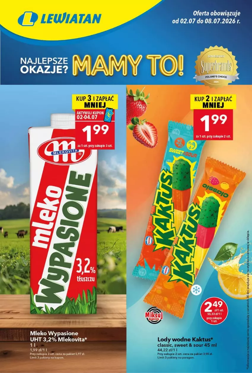 Gazetka promocyjna Lewiatan - Gazetka ogólnopolska - ważna 02.07 do 08.07.2026 - strona 1 - produkty: Mleko, Mlekovita