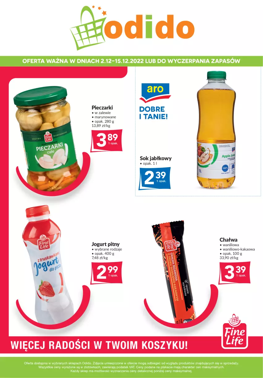 Gazetka promocyjna Odido - Super Oferty! - ważna 02.12 do 15.12.2022 - strona 1 - produkty: Jogurt, Jogurt pitny, Kakao, Kosz, Piec, Sok, Sok jabłkowy