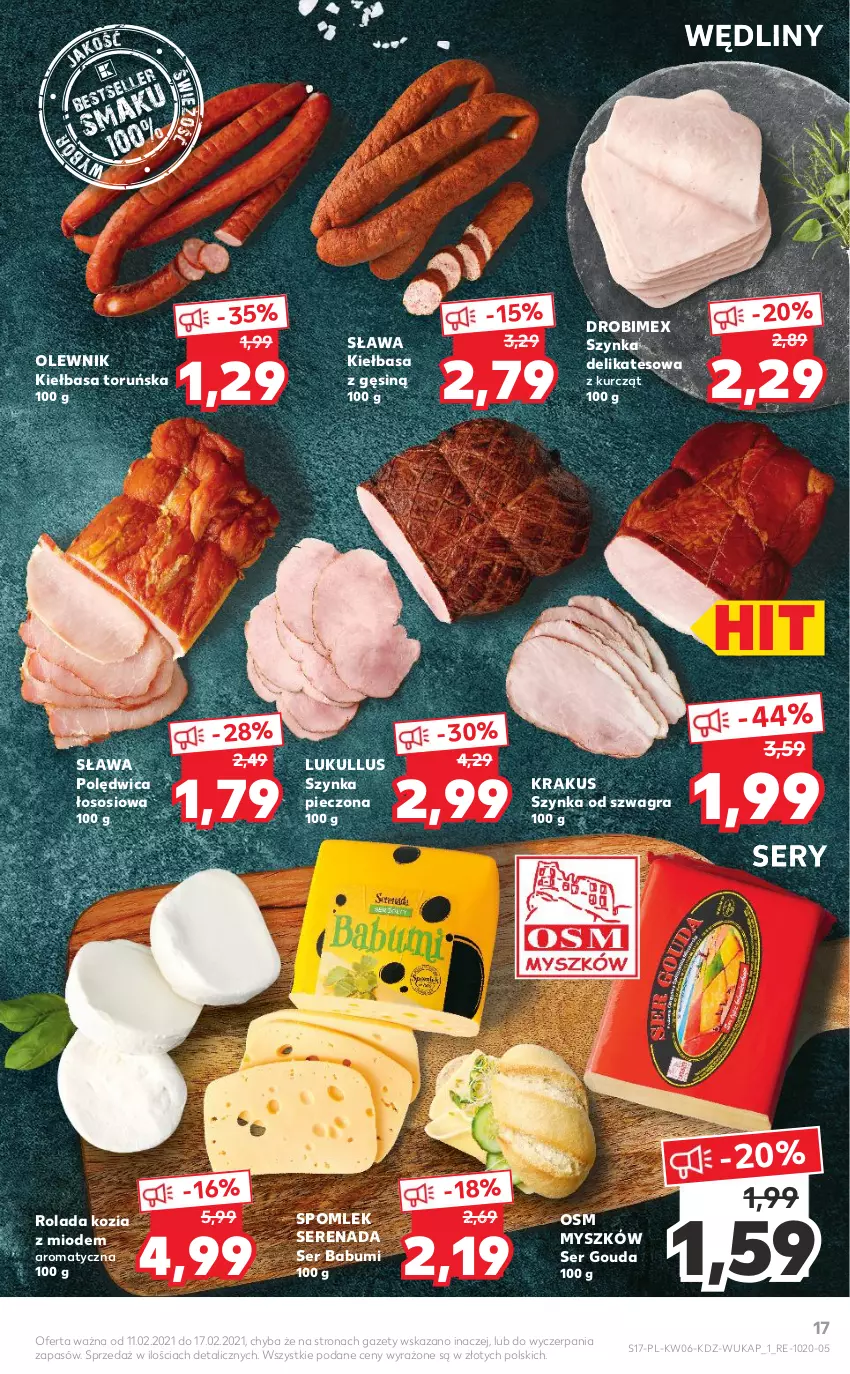 Gazetka promocyjna Kaufland - OFERTA TYGODNIA - ważna 11.02 do 17.02.2021 - strona 17 - produkty: Drobimex, Gouda, Gra, Kiełbasa, Krakus, Mysz, Olewnik, Piec, Polędwica, Rolada, Ser, Sos, Szynka, Szynka delikatesowa